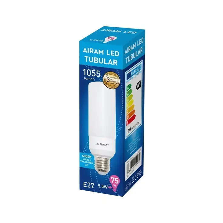 Airam led-lamppu E27 9,5W 1055lm 4000K Tubular