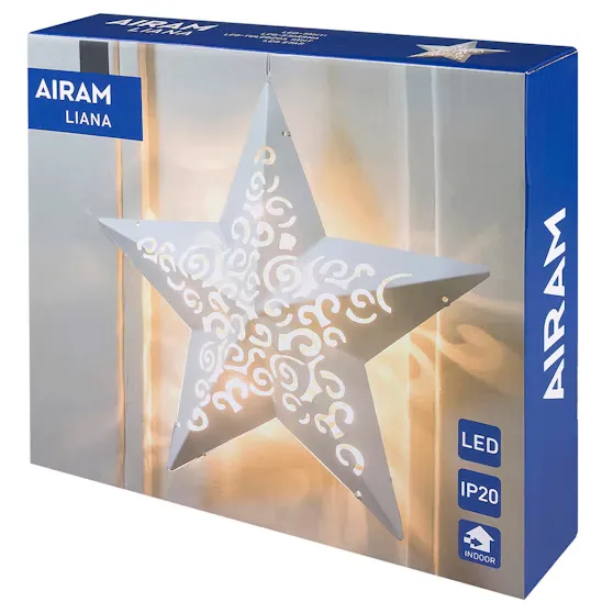 Airam Metallitähti Liana valkoinen 30cm