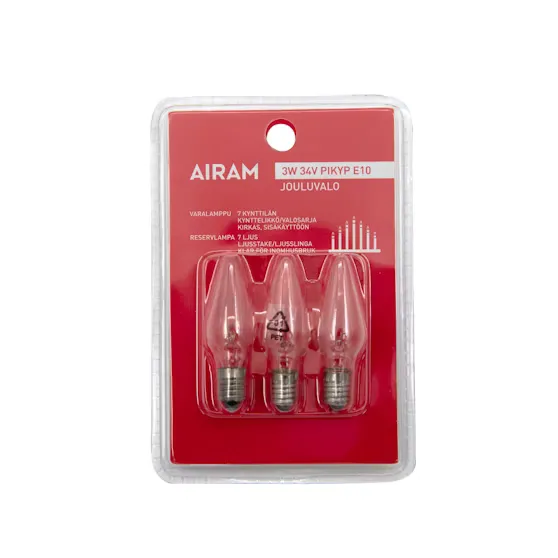 Airam Varalamppu 3W 34V PIKYP E10/3BL