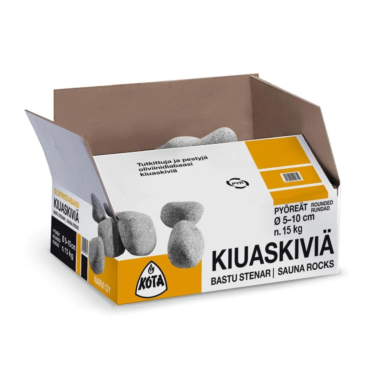 Kiuaskivi pyöristetty oliviinidiabaas 5-10 cm