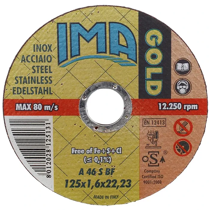 KATKAISULAIKKA 125X1,6X22,2MM GOLD INOX