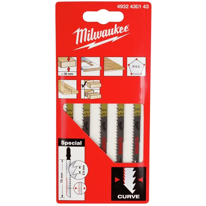 PISTOSAHANTERÄ 75MM HCS 10TPI CURVE PUU 5KPL