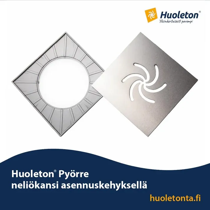 Huoleton Pyörre 197mm neliö ja asennuskehys
